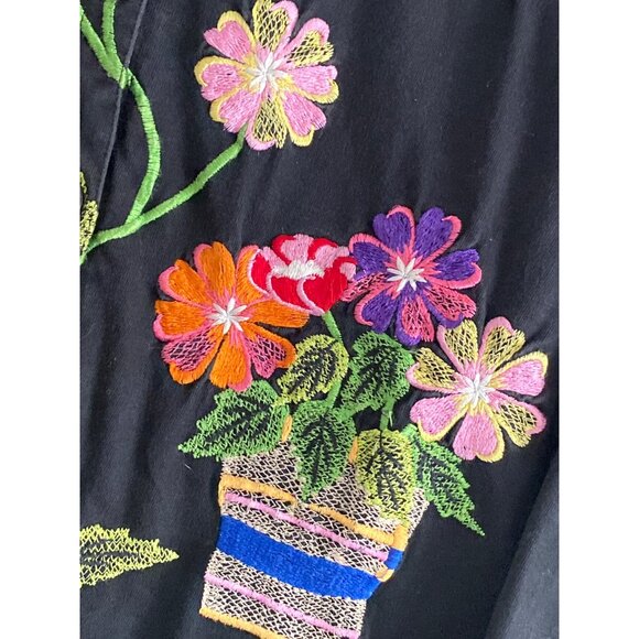 Michael Simon Sez Cardigan Black Multi Floral Embroidered Button Front Girl 7/8 - Picture 6 of 12